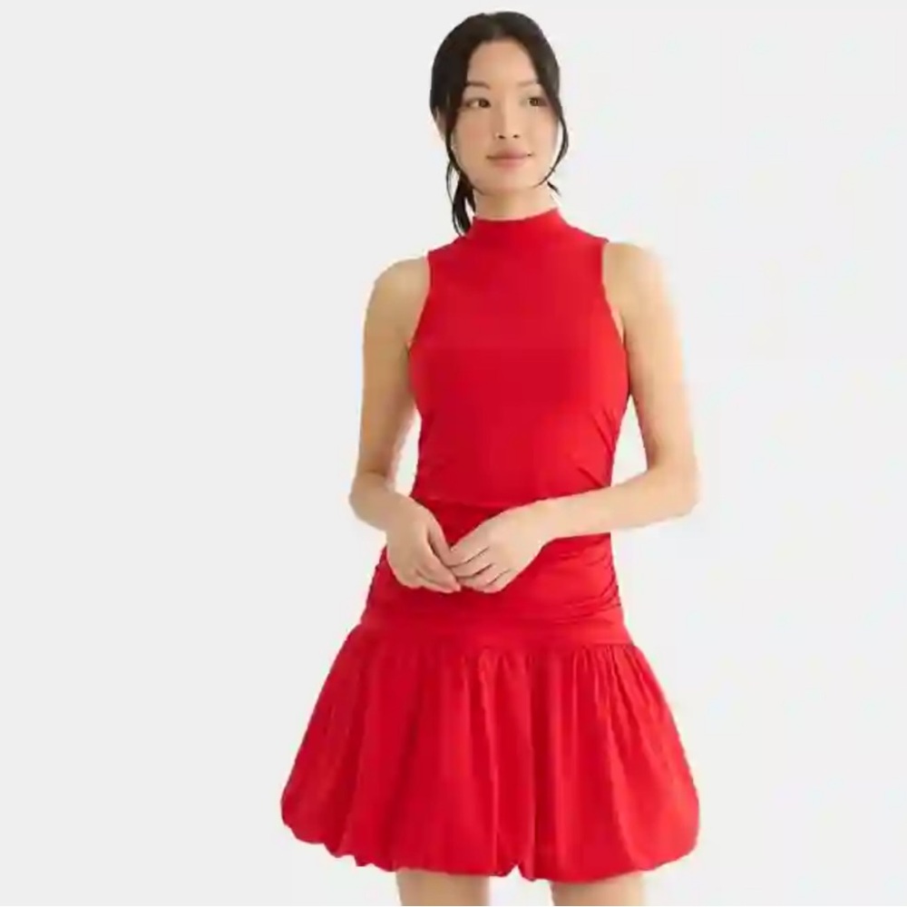 Red Women’s Mock Neck Bubble Dress Size S